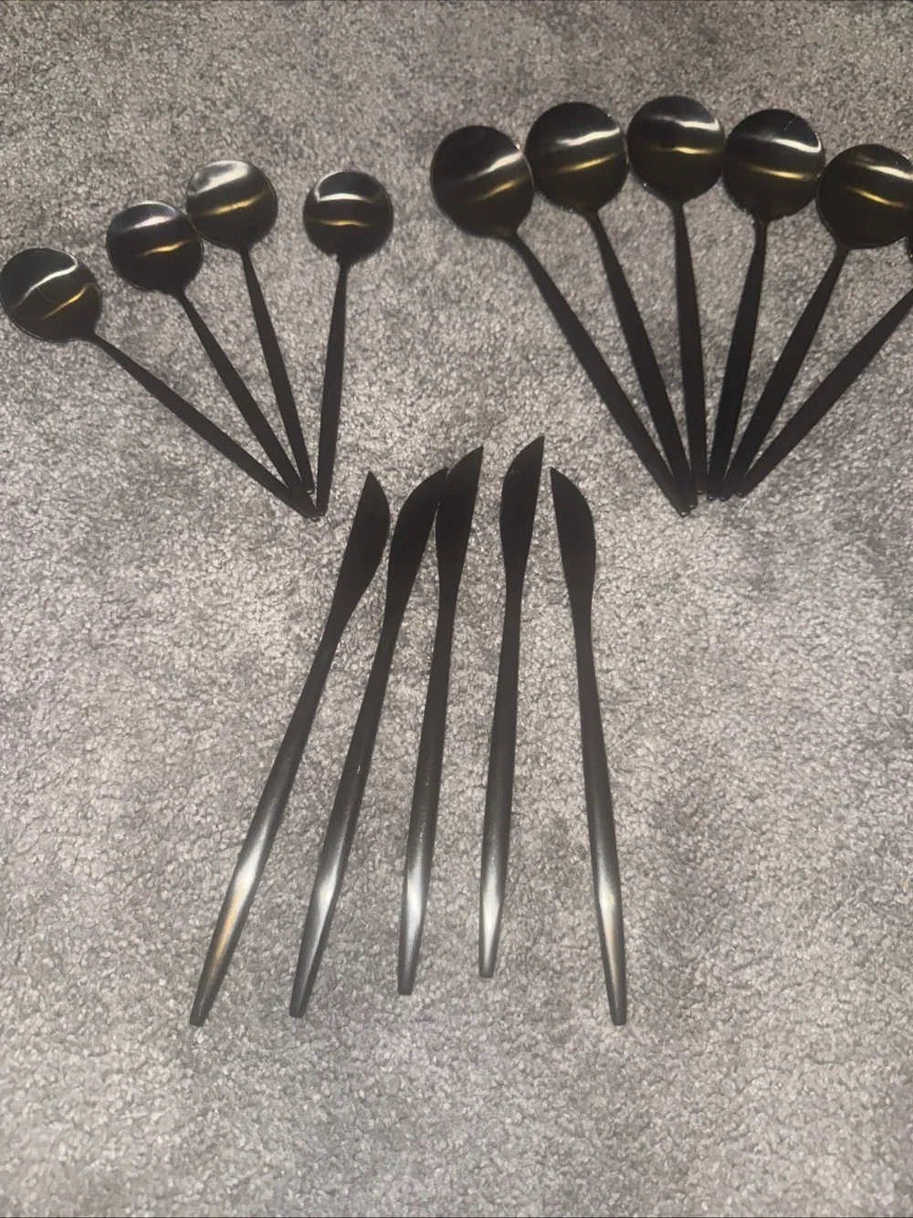 Odin Black 7 1/8 Brushed Stainless Steel Extra Heavy Weight Forged Knifes Spoons